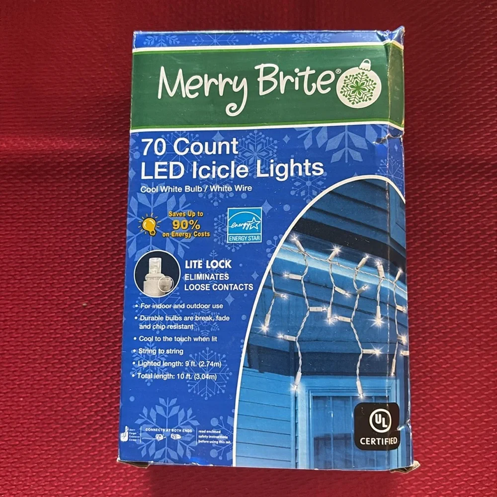 NIB White Wire Icicle Lights 340 Total Lights